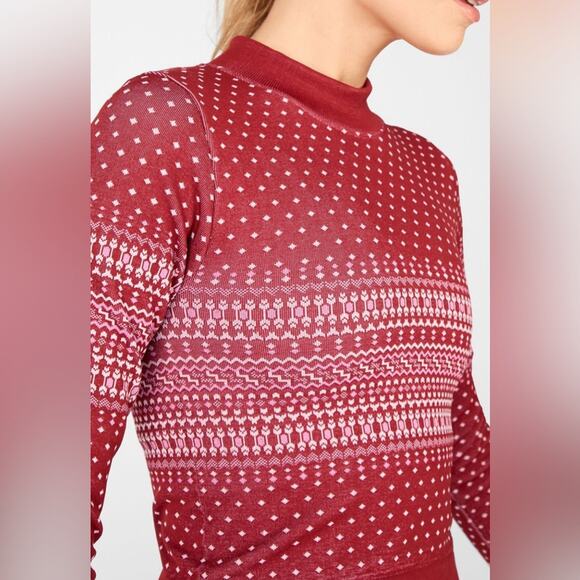 Fabletics Holly Fair Isle Seamless Long-Sleeve Athletic Sweater Top Large - Picture 3 of 7